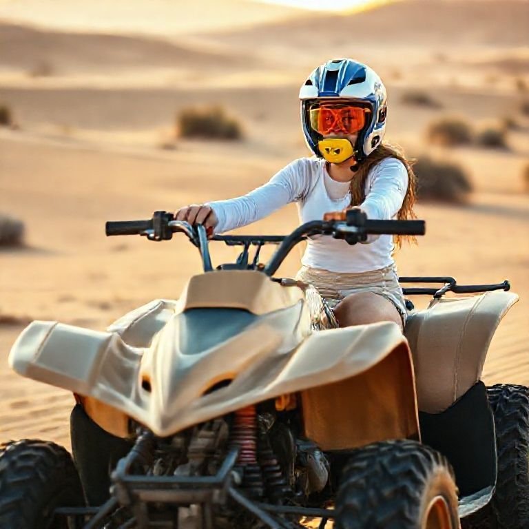 {"prompt":"A young, fair-skinned woman is centered in the frame, operating an all-terrain vehicle (ATV) in a desert environment. She wears a white long-sleeved shirt, light-colored shorts, and a white and blue helmet with orange goggles, and a yellow mouth guard. The ATV is primarily a tan color with black wheels. She is seated, gripping the handlebars, with a focused expression. The desert landscape is visible in the background, featuring sand dunes, a few scrub bushes, and a warm, golden-hour light. The ATV is oriented towards the viewer. The perspective is at a slightly low angle, creating a sense of scale and emphasizing the ATV's size. The composition is balanced and the lighting creates a warm, inviting atmosphere, highlighting the vehicle and the rider. The overall style is realistic and captures a moment of outdoor adventure.","originalPrompt":"A young, fair-skinned woman is centered in the frame, operating an all-terrain vehicle (ATV) in a desert environment. She wears a white long-sleeved shirt, light-colored shorts, and a white and blue helmet with orange goggles, and a yellow mouth guard. The ATV is primarily a tan color with black wheels. She is seated, gripping the handlebars, with a focused expression. The desert landscape is visible in the background, featuring sand dunes, a few scrub bushes, and a warm, golden-hour light. The ATV is oriented towards the viewer. The perspective is at a slightly low angle, creating a sense of scale and emphasizing the ATV's size. The composition is balanced and the lighting creates a warm, inviting atmosphere, highlighting the vehicle and the rider. The overall style is realistic and captures a moment of outdoor adventure.","width":768,"height":768,"seed":42,"model":"flux","enhance":false,"nologo":true,"negative_prompt":"undefined","nofeed":false,"safe":false,"quality":"medium","image":[],"transparent":false,"has_nsfw_concept":false,"concept":{"special_scores":{"0":0.4449999928474426,"1":-0.039000000804662704,"2":-0.05000000074505806},"special_care":[[0,0.4449999928474426]],"concept_scores":{"0":-0.06499999761581421,"1":-0.04899999871850014,"2":-0.04699999839067459,"3":-0.05000000074505806,"4":-0.05700000002980232,"5":-0.04899999871850014,"6":-0.06800000369548798,"7":-0.0689999982714653,"8":-0.039000000804662704,"9":-0.06700000166893005,"10":-0.06300000101327896,"11":-0.06800000369548798,"12":-0.07599999755620956,"13":-0.07400000095367432,"14":-0.07999999821186066,"15":-0.05900000035762787,"16":-0.0729999989271164},"bad_concepts":[]},"trackingData":{"actualModel":"flux","usage":{"completionImageTokens":1,"totalTokenCount":1}}}